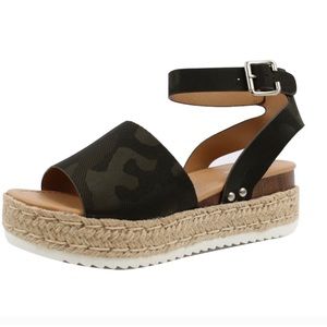 Black Ankle Strap Platform Sandal